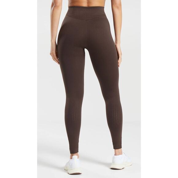 GymShark High Rise Sweat Seamless Leggings Womens Medium New B6A4T Brown - Picture 2 of 11
